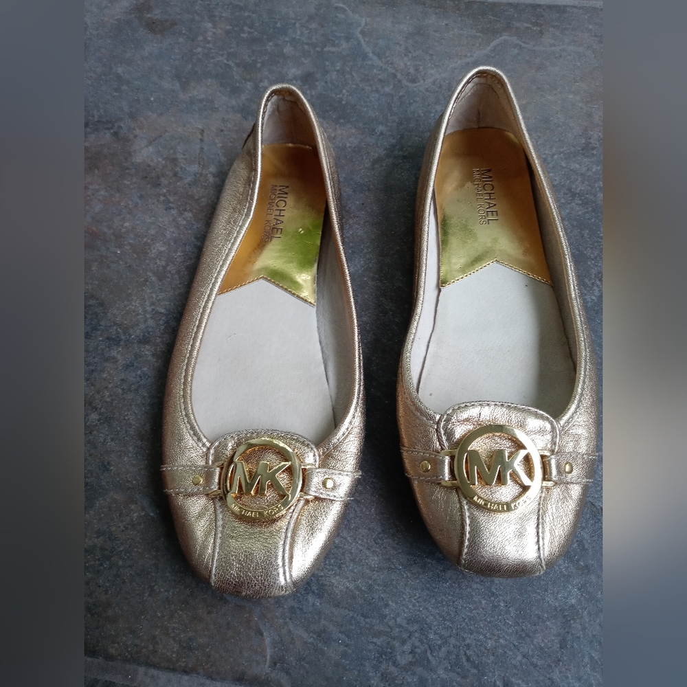 New Michael Kors Gold Metallic Flats 10M